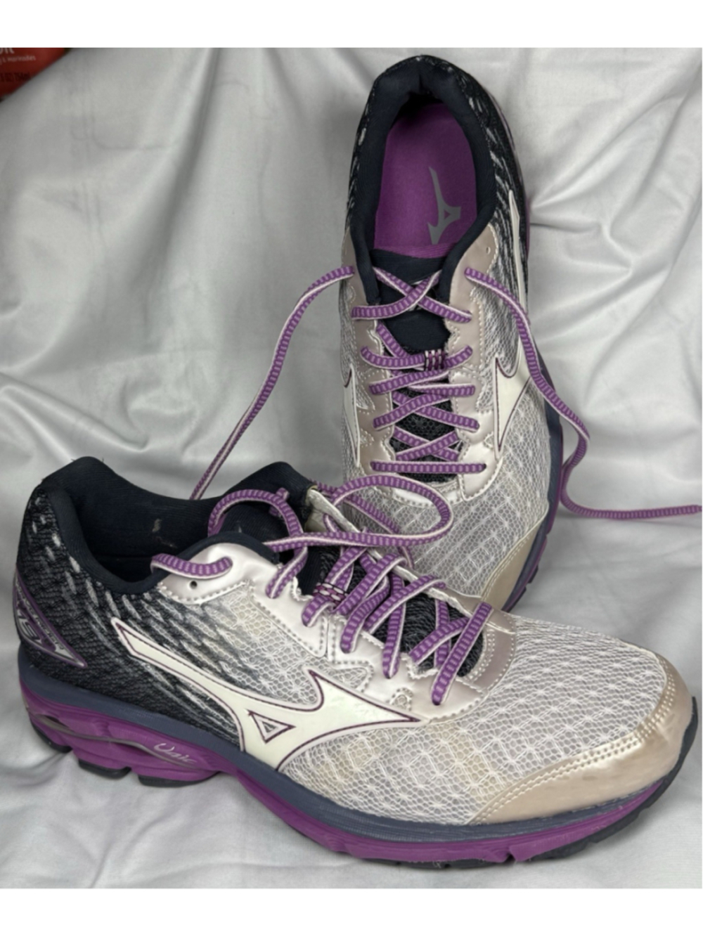 Mizuno Womens Wave Rider 19 Gray Purple 410736 6600 Running Shoes Sneaker 9.5W